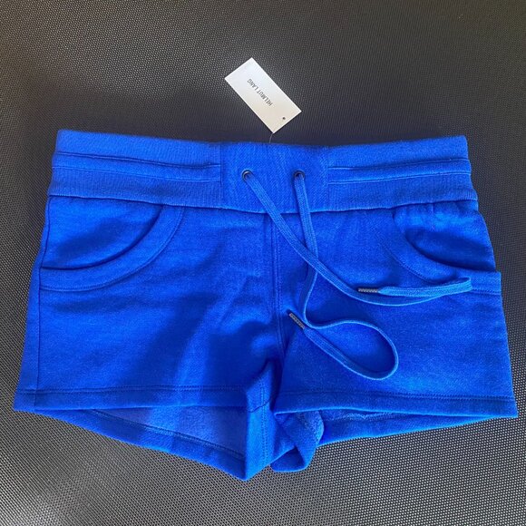 NWT HELMUT LANG Blue Cotton Blend Drawstring Sweat Track Shorts Size M $185 - Picture 1 of 5